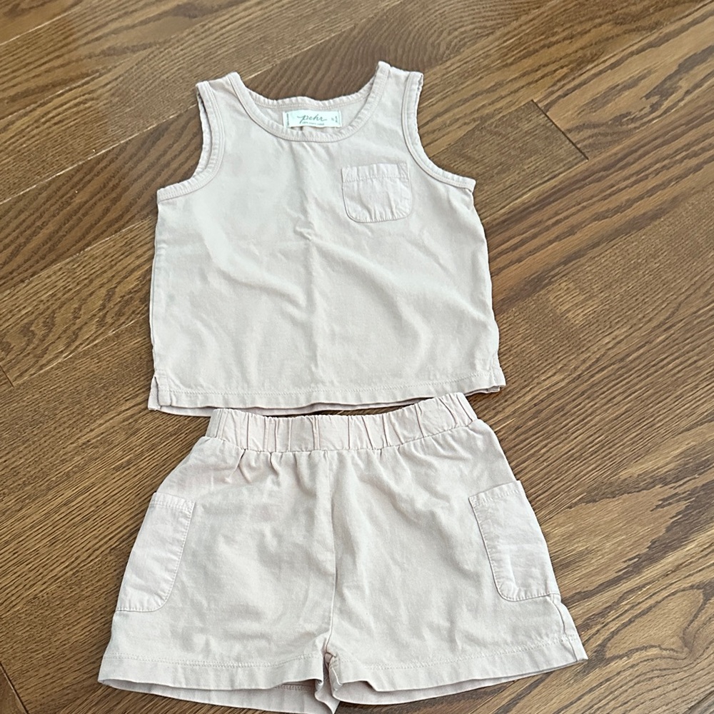 Pehr 2T Kids Soft Pink Tank & Shorts Matching Set